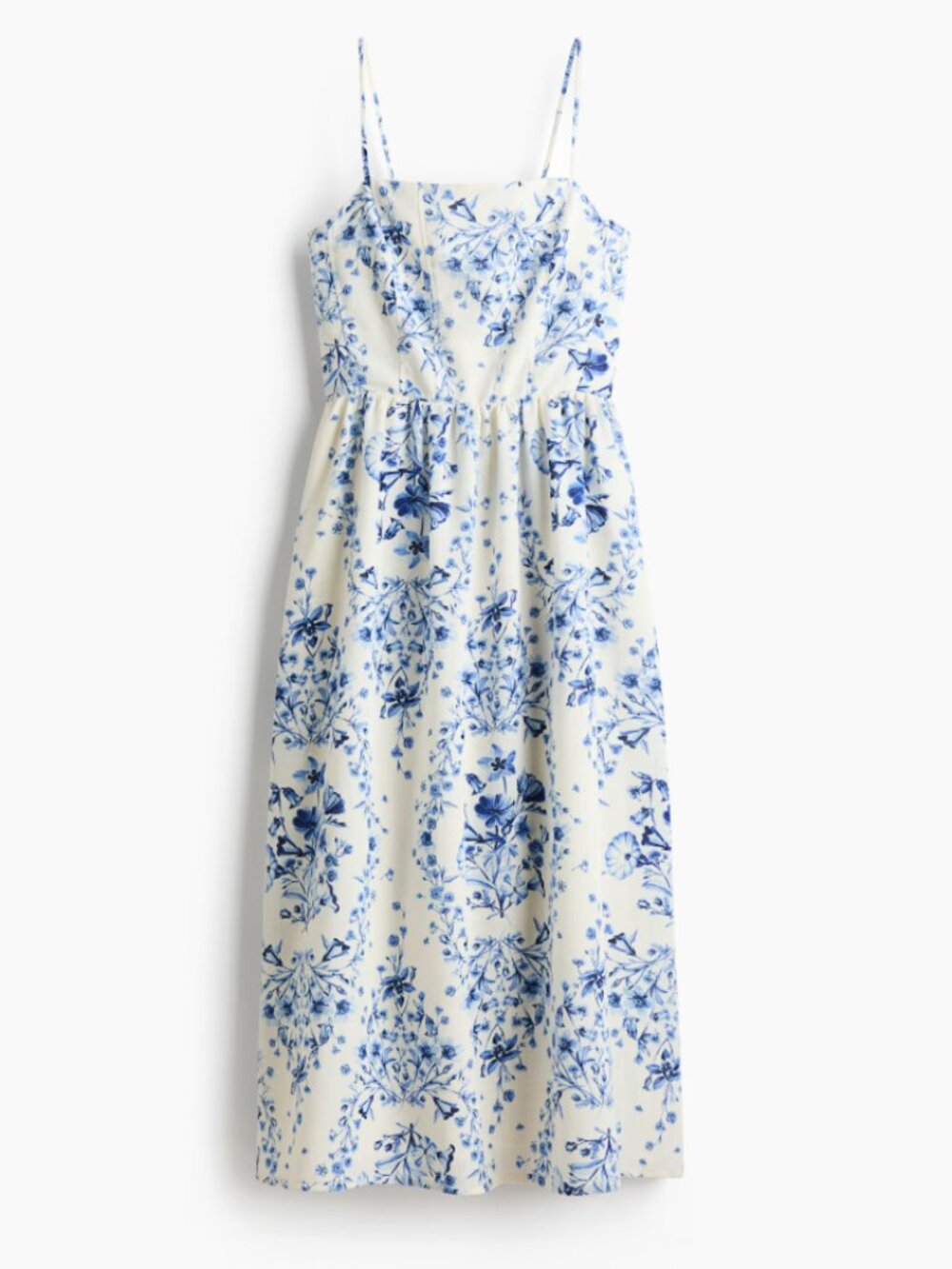 H&M NWT Strappy Midi Dress Blue Floral M - Picture 5 of 5